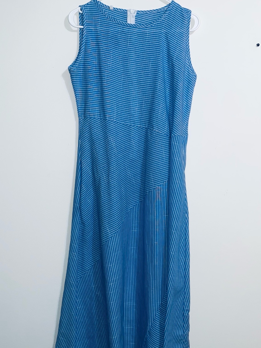 Sleeveless Blue Striped Maxi Dress